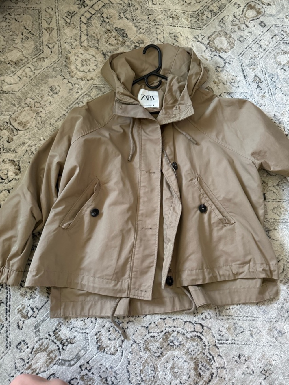 Zara Taupe Hooded Utility Jacket